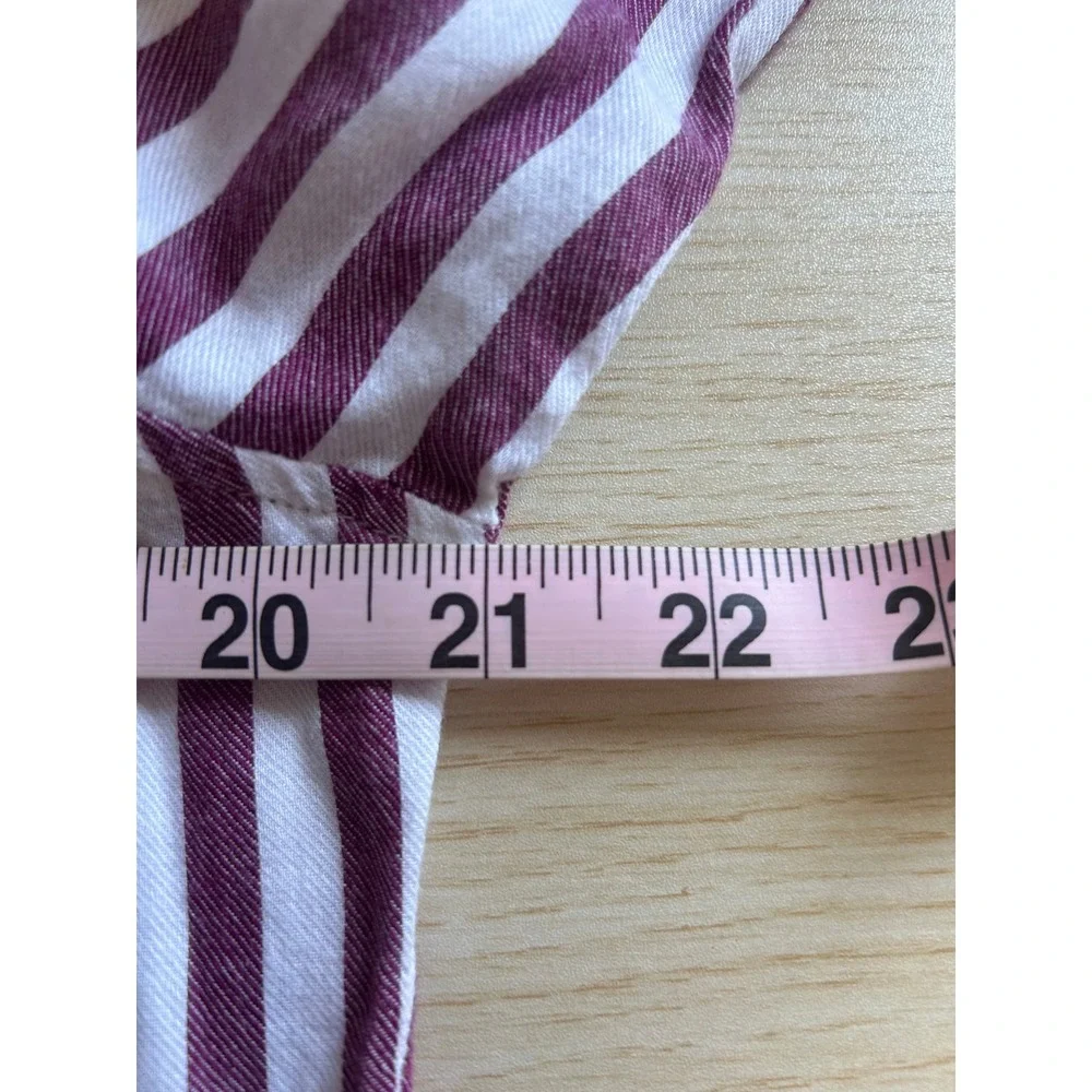 Rails Sleep Shirt Women XS White Raspberry Striped Button Up Long Sleeve PJ
